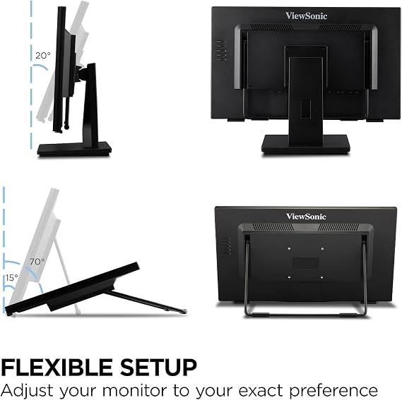 ViewSonic TD2465 24 Inch 1080p Touch Screen Monitor, 10-Point Multi-Touch for Industrial and Retail Environments, Glove-Friendly Interaction, Advanced Ergonomics, HDMI, USB