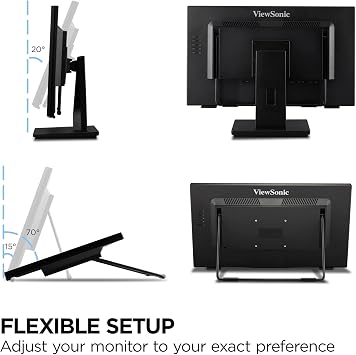 ViewSonic TD2465 24 Inch 1080p Touch Screen Monitor, 10-Point Multi-Touch for Industrial and Retail Environments, Glove-Friendly Interaction, Advanced Ergonomics, HDMI, USB