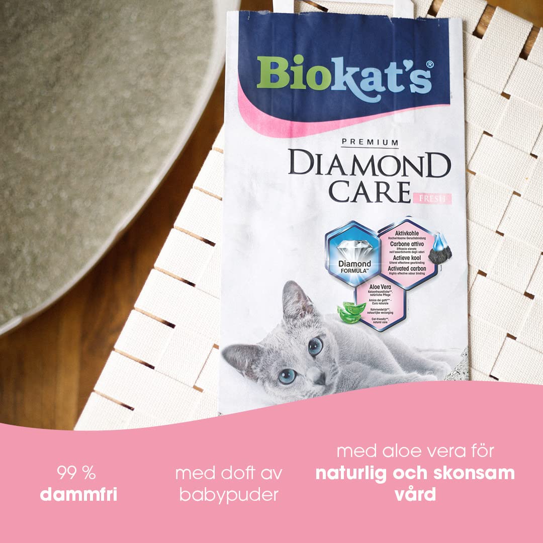 Litter Genie - LitterLocker The Original y Diamond Care Fresh de Biokat, combinación de Arena para Gatos con Aroma a Talco para bebés y Cubo de Arena para Gatos