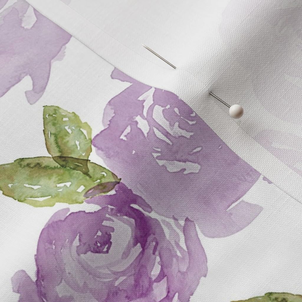 Spoonflower Fabric - Rose Violet Watercolor Peony Lavendar Purple Floral Printed on Petal Signature Cotton Fabric by The Yard - Sewing Quilting Apparel Crafts Decor