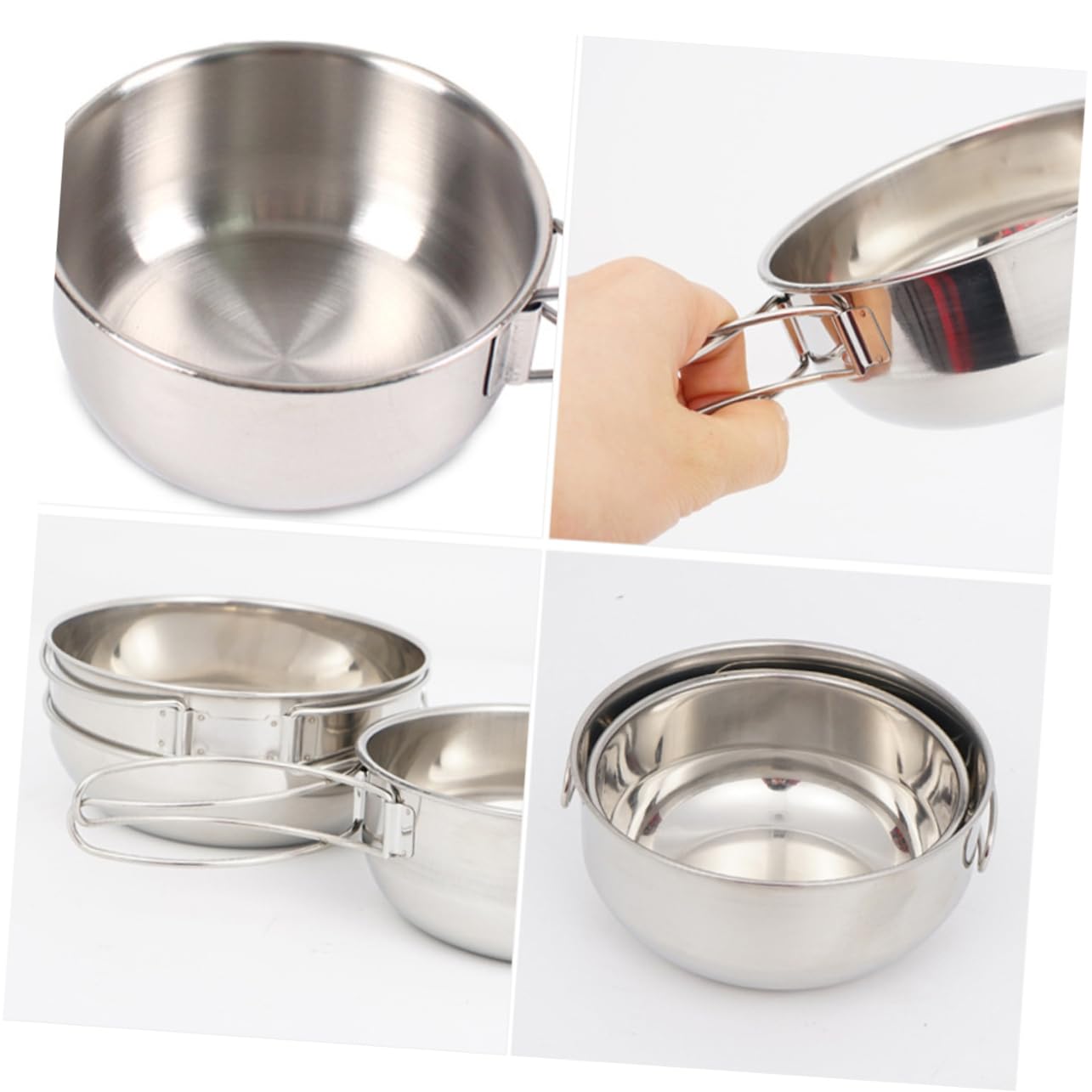 BESPORTBLE 1 Ensemble De 5 Casseroles À Revêtement Bols Poêles Unité De Cuisine De Camping Conteneurs De Préparation De Repas Cuisinière Pliable Réutilisable Bouilloire De Camping
