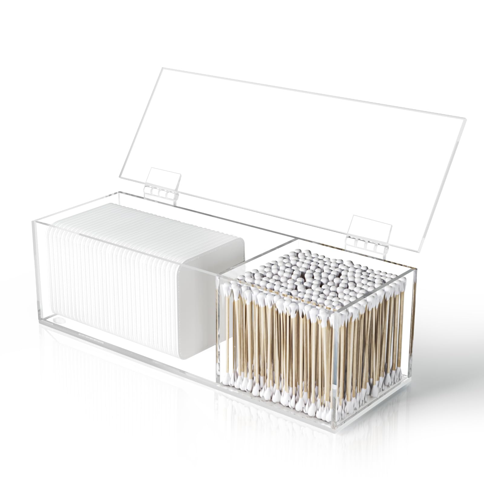Acrylic Clean Pad Storage Box for Clean Skin Club, Square Cotton Pad Dispenser ?Swabs Holder, Rectangular Cotton Rounds Dispenser
