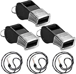 Apitos desportivos com cordão, para treinador, árbitro e oficial (preto)