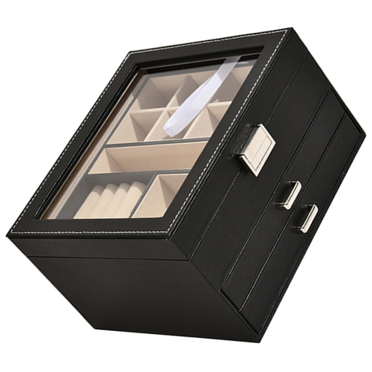 1 Impostato Scatola di gioielli jewelry organizer cofanetto portagioie present box contenitori di stoccaggio cassetto porta gioielli organizer per cassetti da scrivania plastica Black