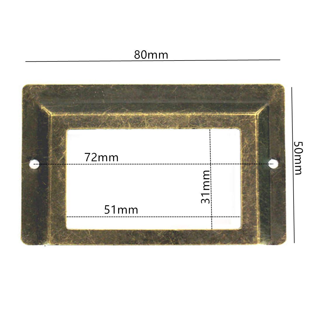 10 Antique Brass Drawer Label Pull Cabinet Frame Handle File Name - View #4