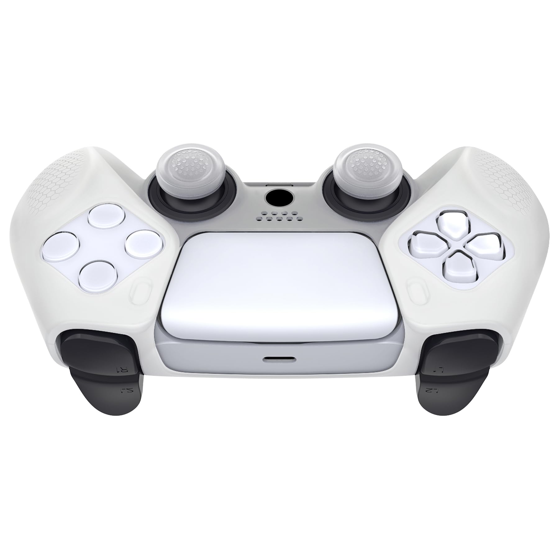 PlayVital Ergonomiczny Miękkie Gumowe Etui do ps5 Controller,Antypoślizgowa Silikonowa Ochraniacz z Nakładkami Joysticka do ps5 Stacja Ładująca-Świecący w Ciemności Zielony(Edycja Ninja)