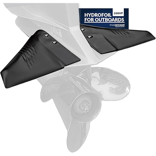 Five Oceans Hydrofoil, Hydrofoil for Outboard Motor, Hydro-Stabilizer for Outboards and Stern Drive, Up to 200HP, Black - FO1882