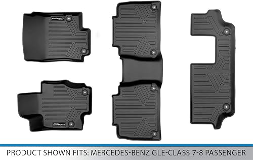Miniatura 6 de SMARTLINER Juego de tapetes de piso de ajuste personalizado, 3 filas, color negro para Mercedes-Benz GLE Class 78 pasajeros 2020-2021