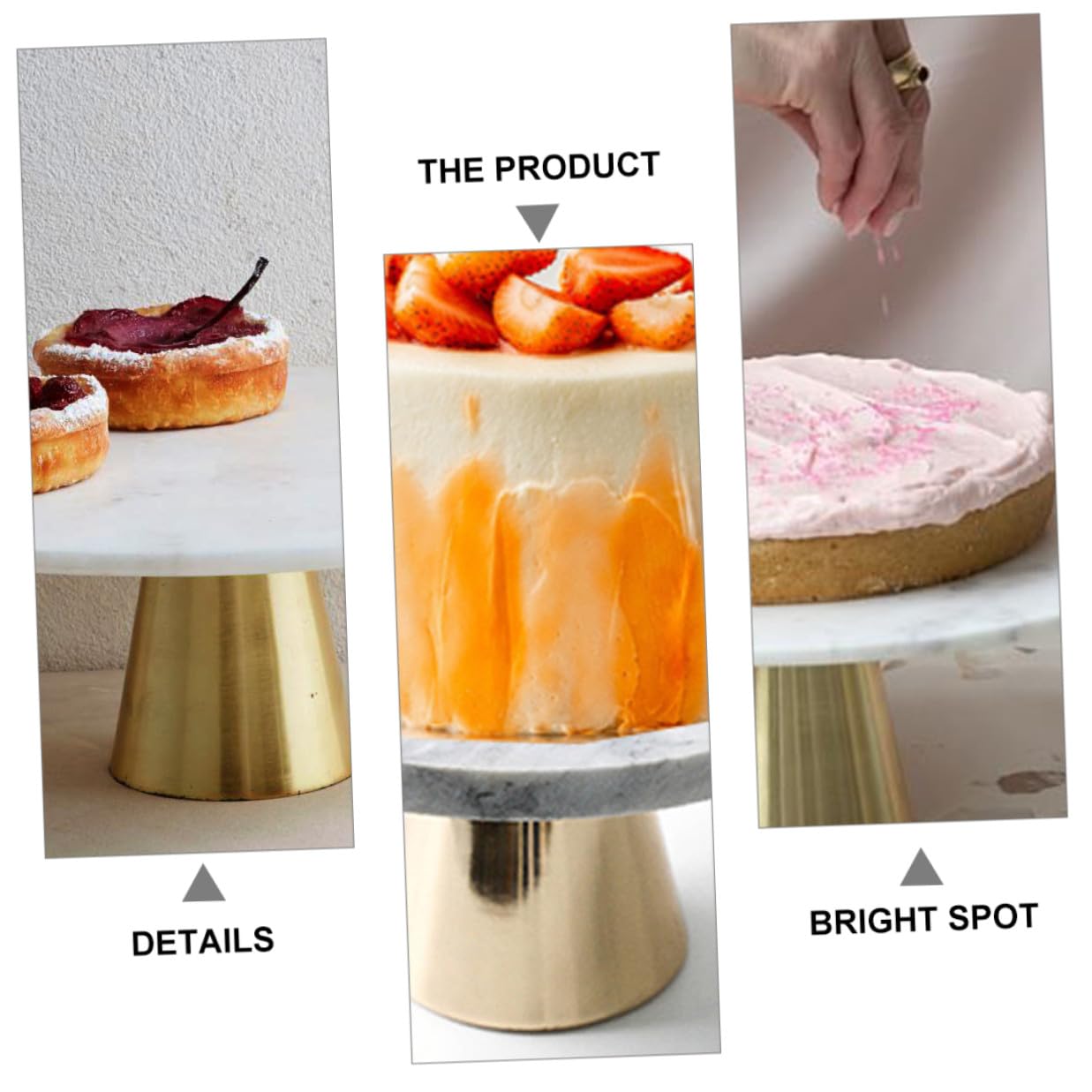 BESPORTBLE Présentoir en Marbre à Gâteaux Rond pour Desserts et Cupcakes