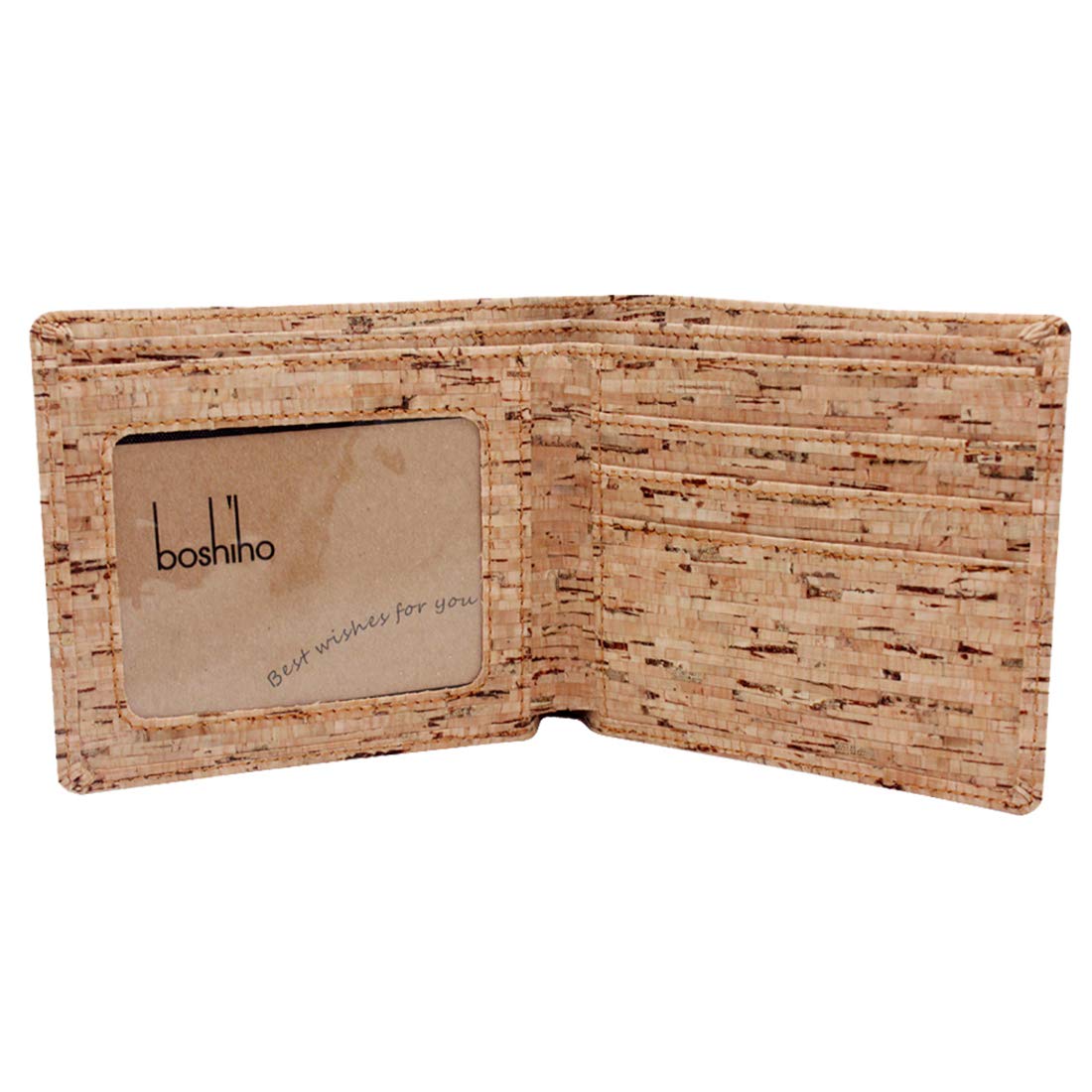 boshihoMen's Cork Wallet Slim Design Bifold Purse Vegetarian Wallet with Gift Box (Color 1)