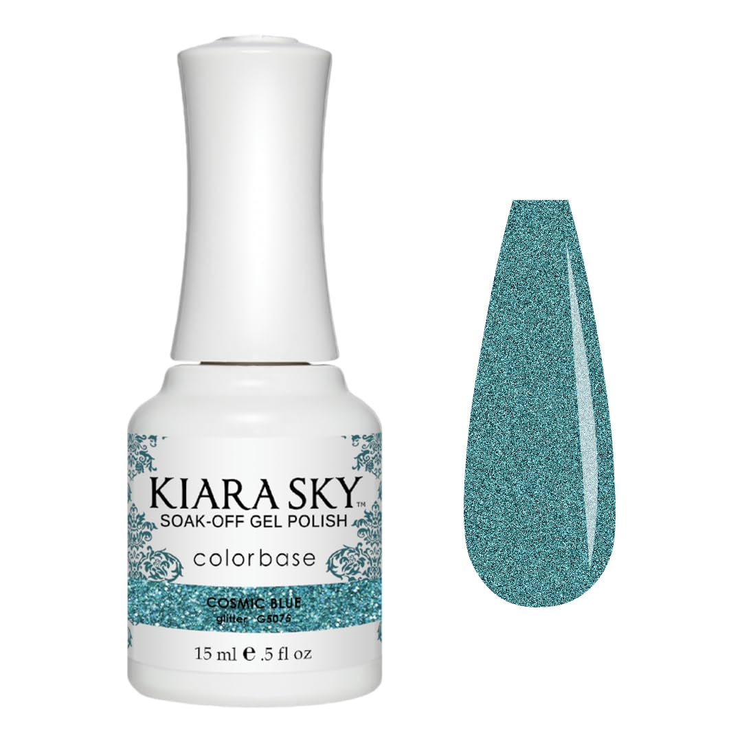 KIARA SKY Gel Polish | Soak-Off All In One 0.5 fl oz | G5075 Cosmic Blue (Shimmery Turquoise Blue)