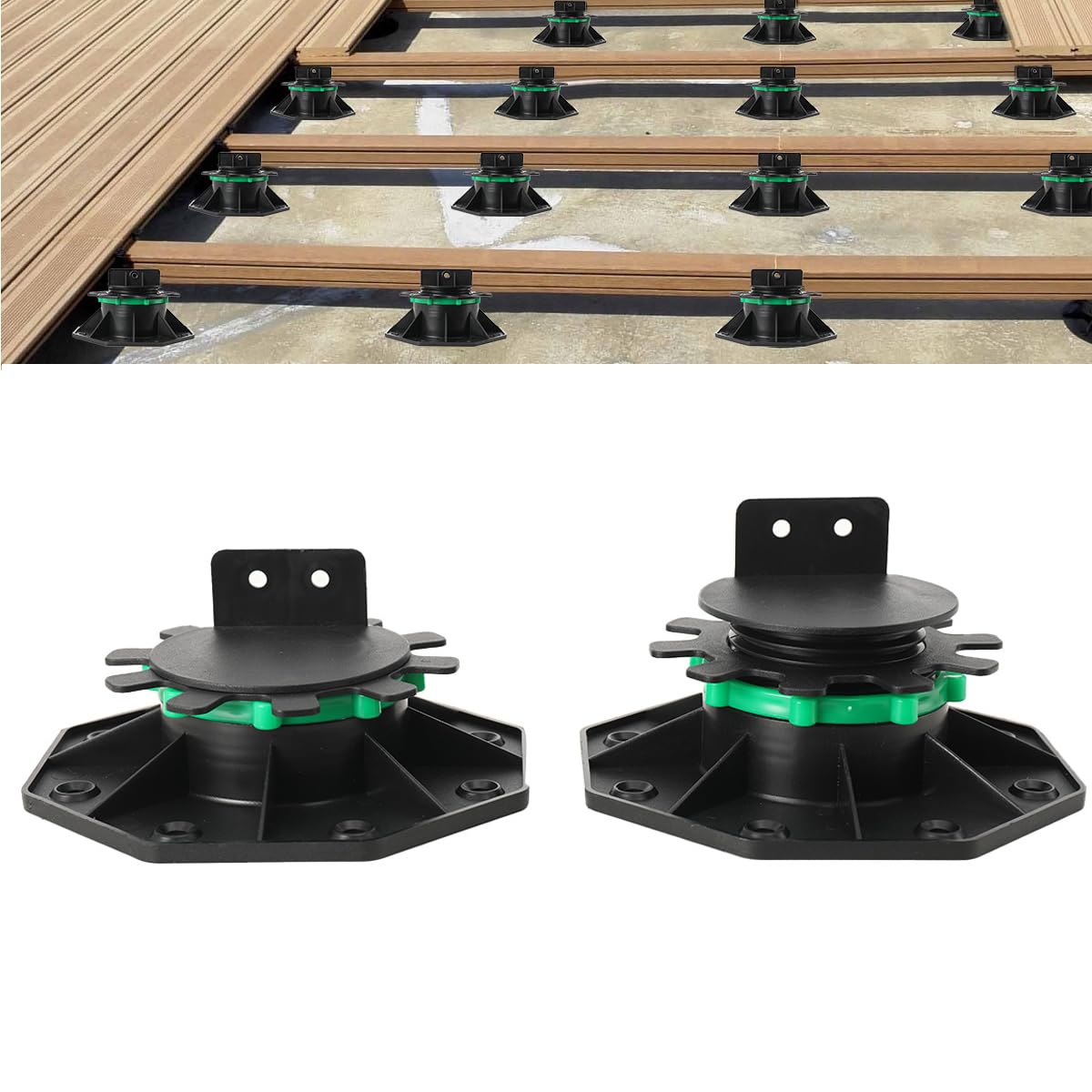 Höhenverstellbar Stelzlager 24pcs für Terrassendielen WPC Terrassenlager, 40-60mm Stellfüße Terrassen Füsse Terrasse Stelzlager für Terrassenplatten Holz Plattenlager, Kunststoff Stelzenlager