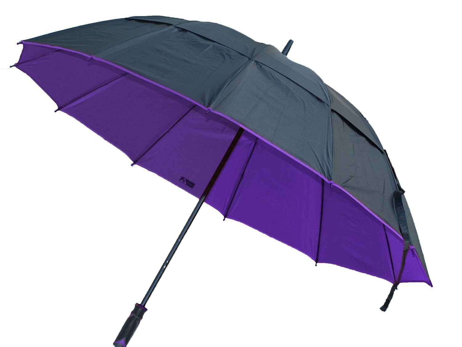 62" Golf Umbrella Double Vented Wind Resistant Canopy 190 Thread Count Nylon Fabric with Fiberglass Shaft, Black/Purple, X-Large