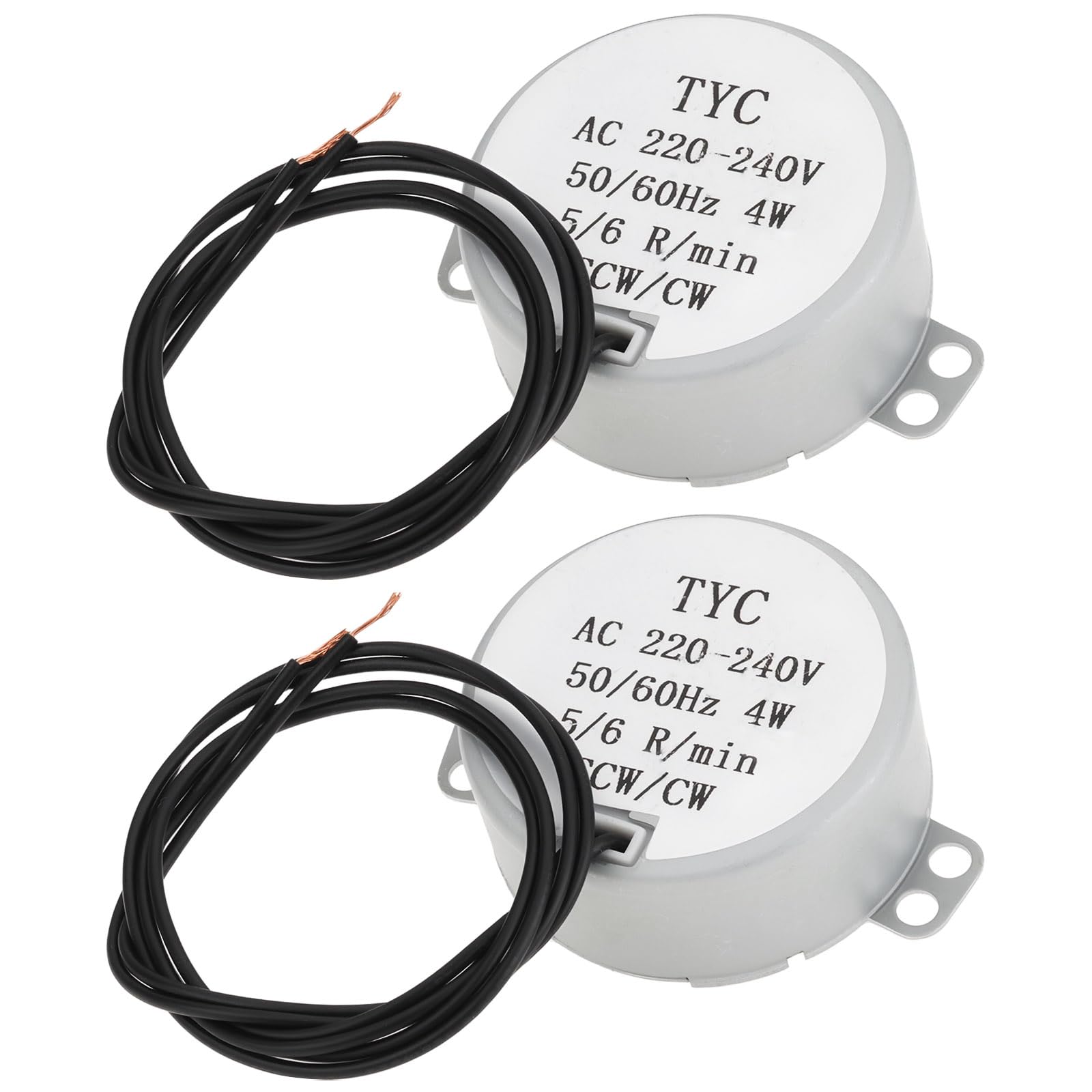 YINETTECH 2 Pack AC Synchronous Gear Motor 5-6 RPM 220-240V 4W 50-60Hz Reversible CCW CW Low Speed