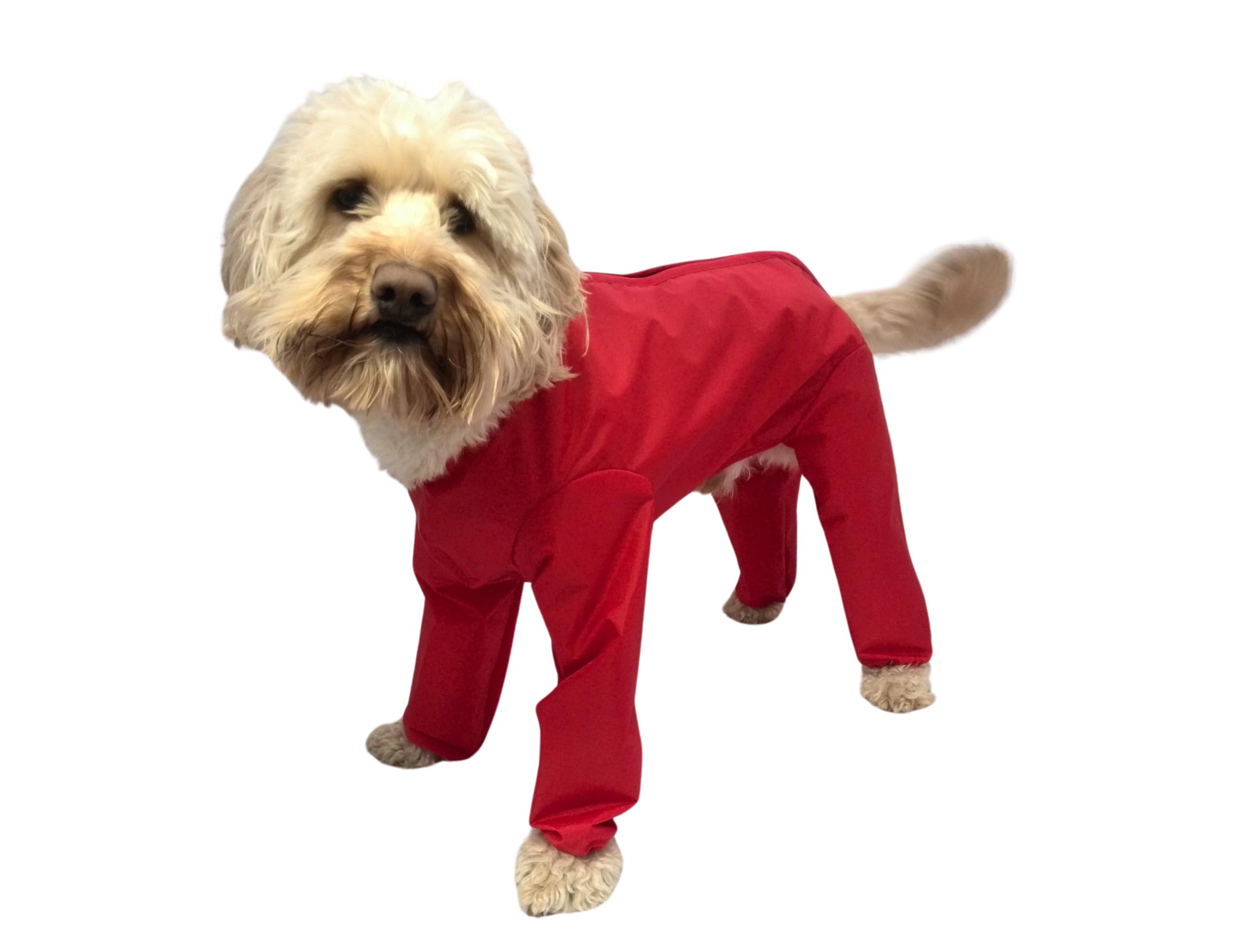 Doggie Coats Trouser Suit Waterproof Dog Rain Coat Onesie Red (22 inch)
