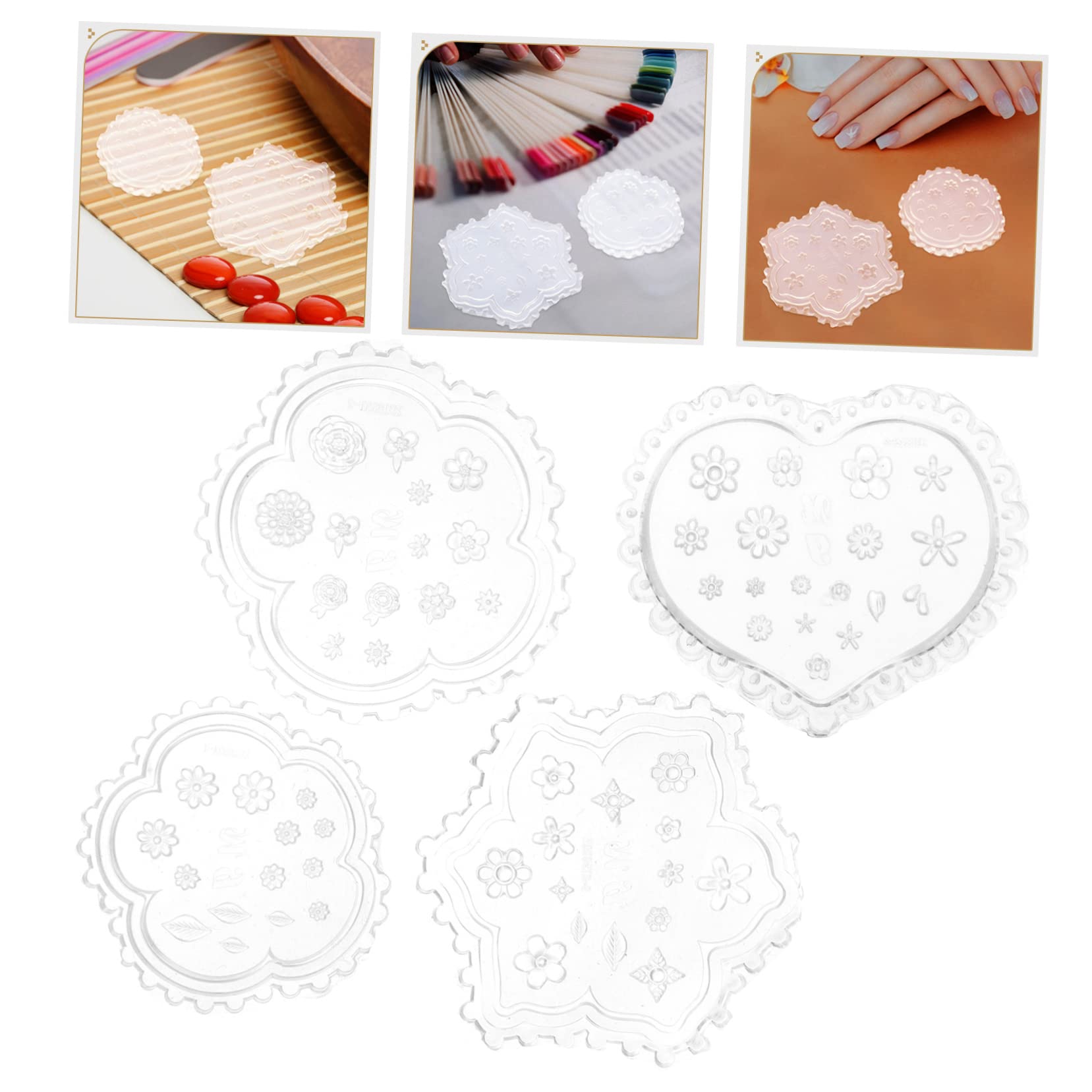 HOMSFOU 4 Set Stampo Per Intaglio Nail Art Fabbricazione Argilla Stampo in Silicone Per Intagliare Le Unghie Strumenti Per Unghie Fai Da Te Gel Di Silice 4 Pezzi*4