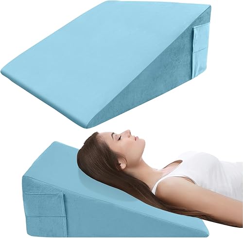 Almohada de cuña de espuma viscoelástica de alta calidad (10 x 24 x 24 pulgadas), alivio del reflujo ácido y dolor de espalda, diseño de inclinación
