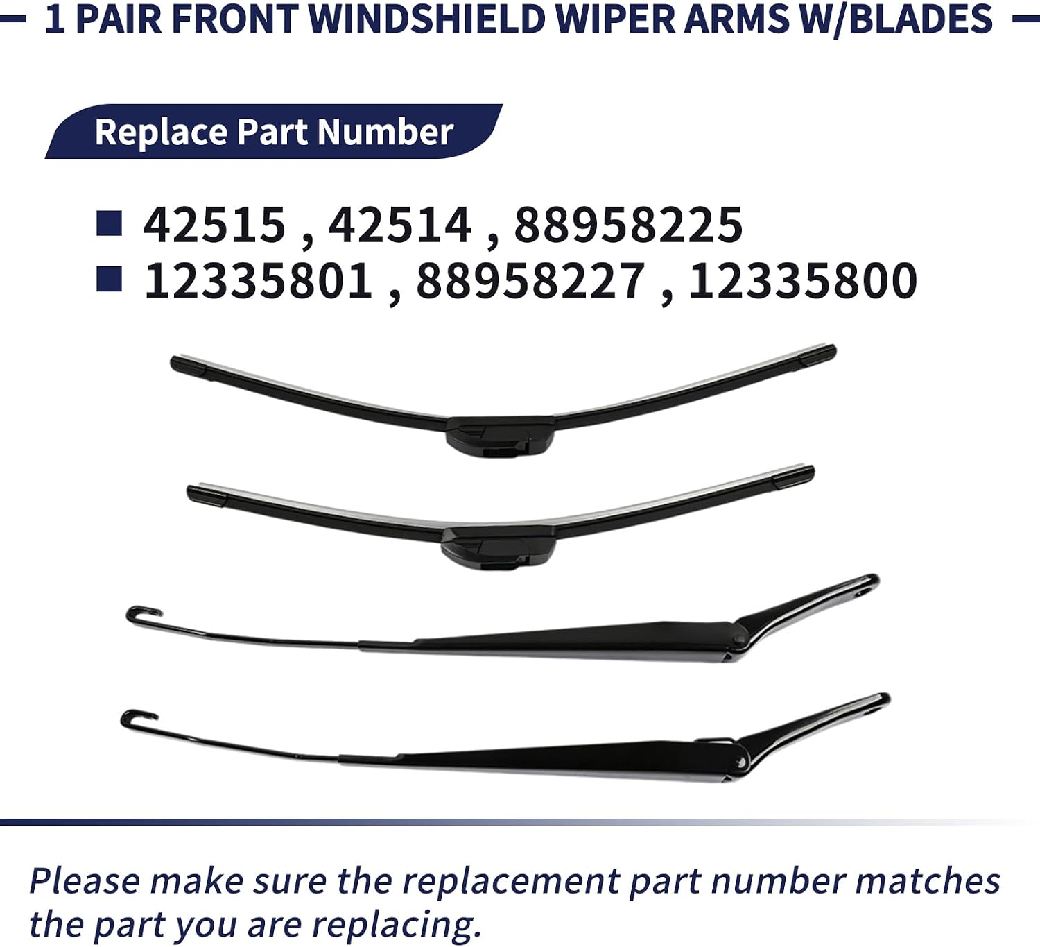 1 Pair Front Windshield Wiper Arms W/Blades Compatible with Chevrolet Colorado 2004-2012, for GMC Canyon 2004-2012 Replace 88958225, 12335801, 88958227, 12335800 (Driver & Passenger Side)