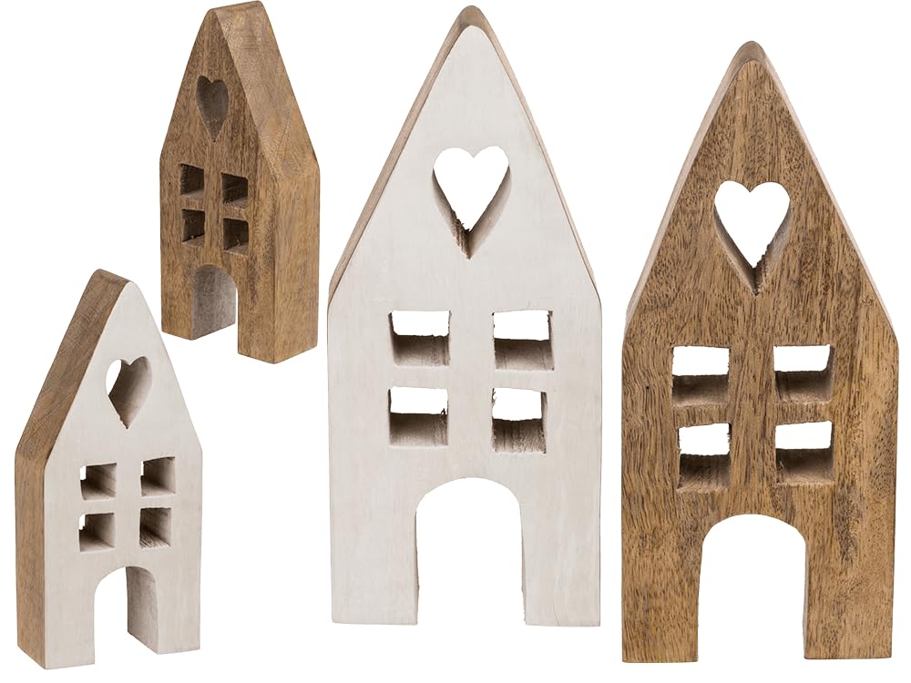 Deko-Holz-Haus, 9 x 4 x 20 cm, Seite A: weiß, Seite B: Natur