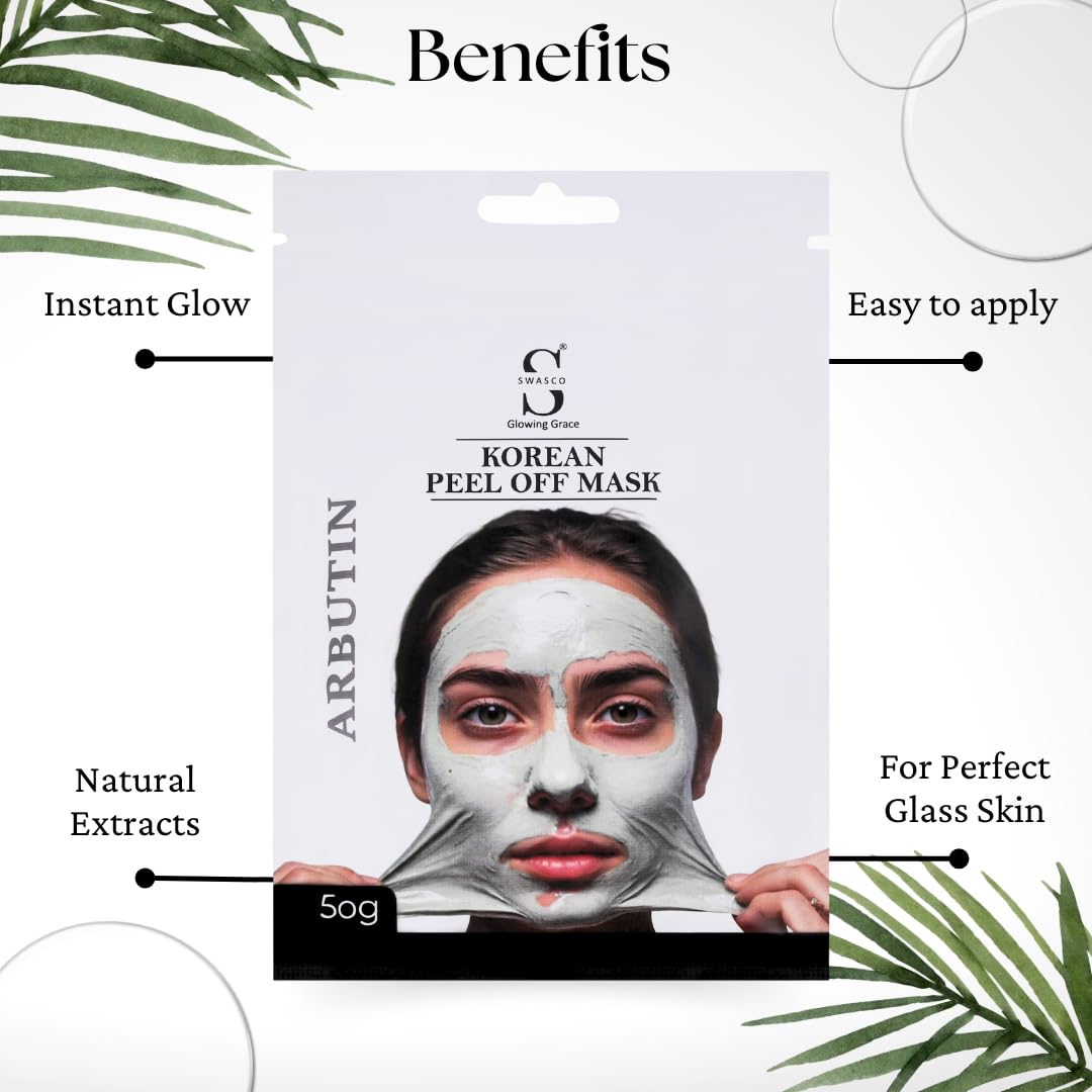 Swasco Korean Peel-Off Mask 50gm – Achieve Korean Glass Skin, Deep Cleansing & Glowing Radiance Instantly (Arbutin) 3