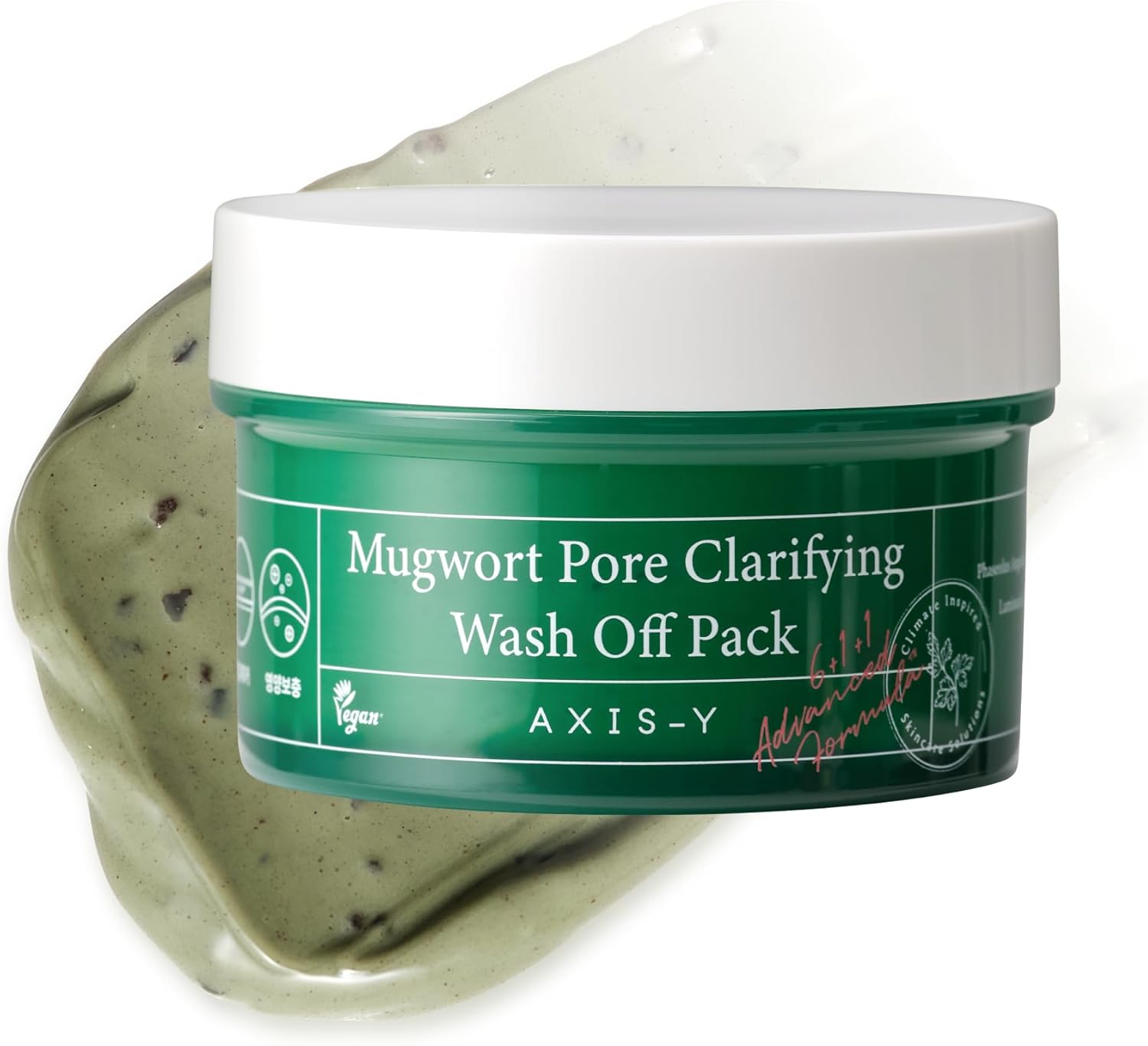 AXIS-Y Mugwort Pore Clarifying Wash Off Pack Face Exfoliator Targets Clogged Pores, Whitehead & Blackhead Remover Vegan Korean Skin Care Glass Skin Clay Mask 3.38 Fl. Oz.