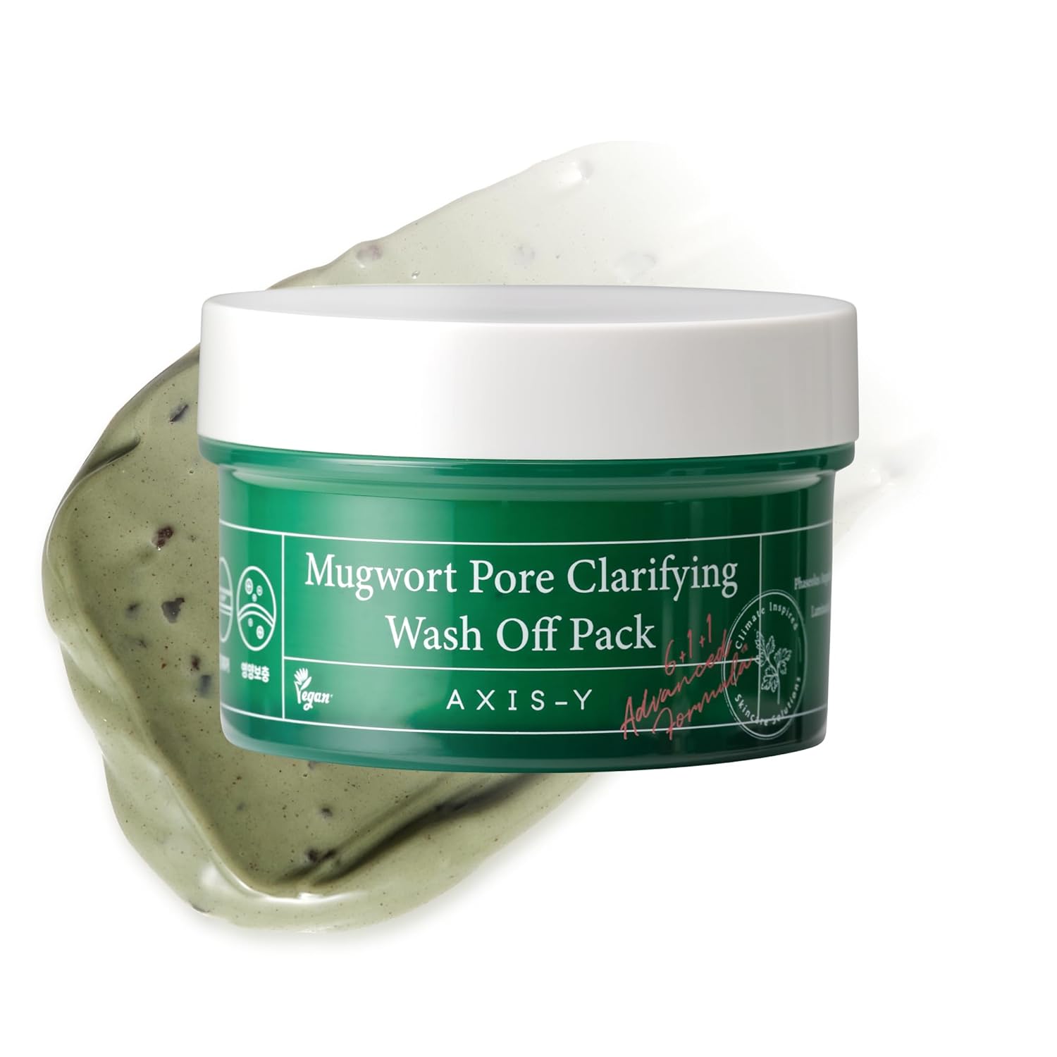AXIS-Y Mugwort Pore Clarifying Wash Off Pack - Face Exfoliator Targets Clogged Pores, Whitehead & Blackhead Remover - Vegan Korean Skin Care Glass Skin Clay Mask - 3.38 fl. oz.