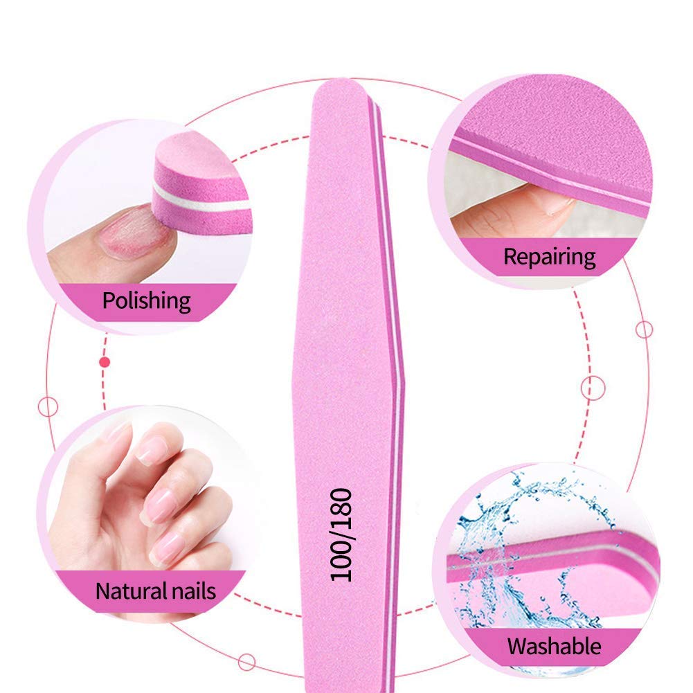 D.B.Z.® Nail Art Kit 12 Bottles Glitter Stones,100 Nails Transparent ,Mini Uv Lamp , Nail Display Board ,Nail Buffer, Nail Dotting Pen with Glue - Nails Kit 2