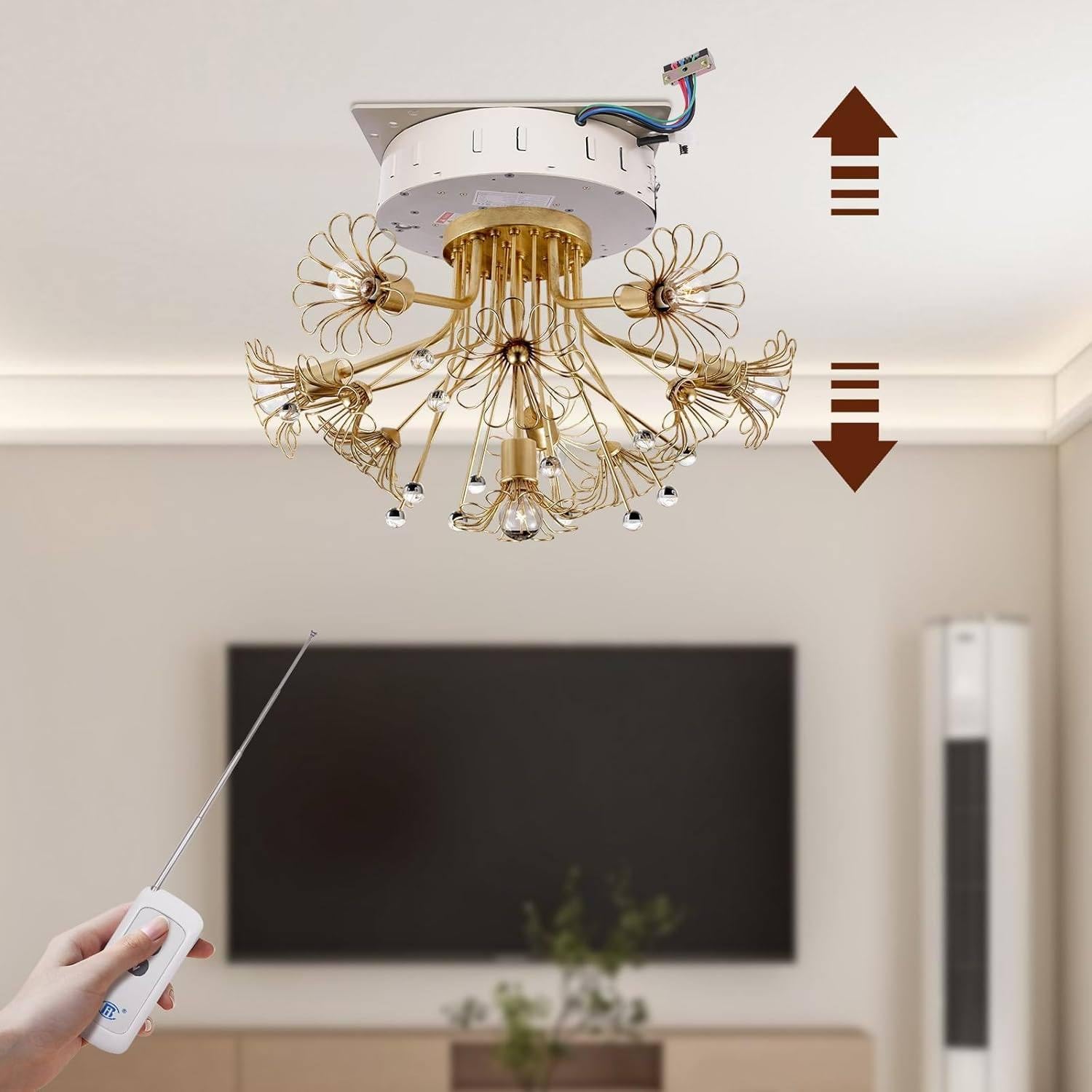 Jozyjul Multicolor Electric Chandelier Hoist, Chandelier Lifter With 2In1 Contro Powerful Motor High-Load Bearing Steel Remote Control Chandelier Hoist Lifter 250Kg