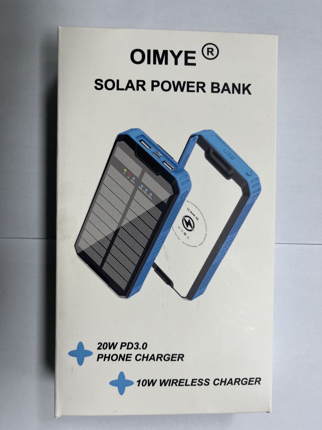Solar Charger Power Bank 30000mAh(Fully Upgraded), PD 20W Solar Phone Charger with QC3.0 Fast Charging, Wire??ess Output 10W, LED Flashlight, IP67 Waterproof for Cellphones Tablet and Outdoor Camping