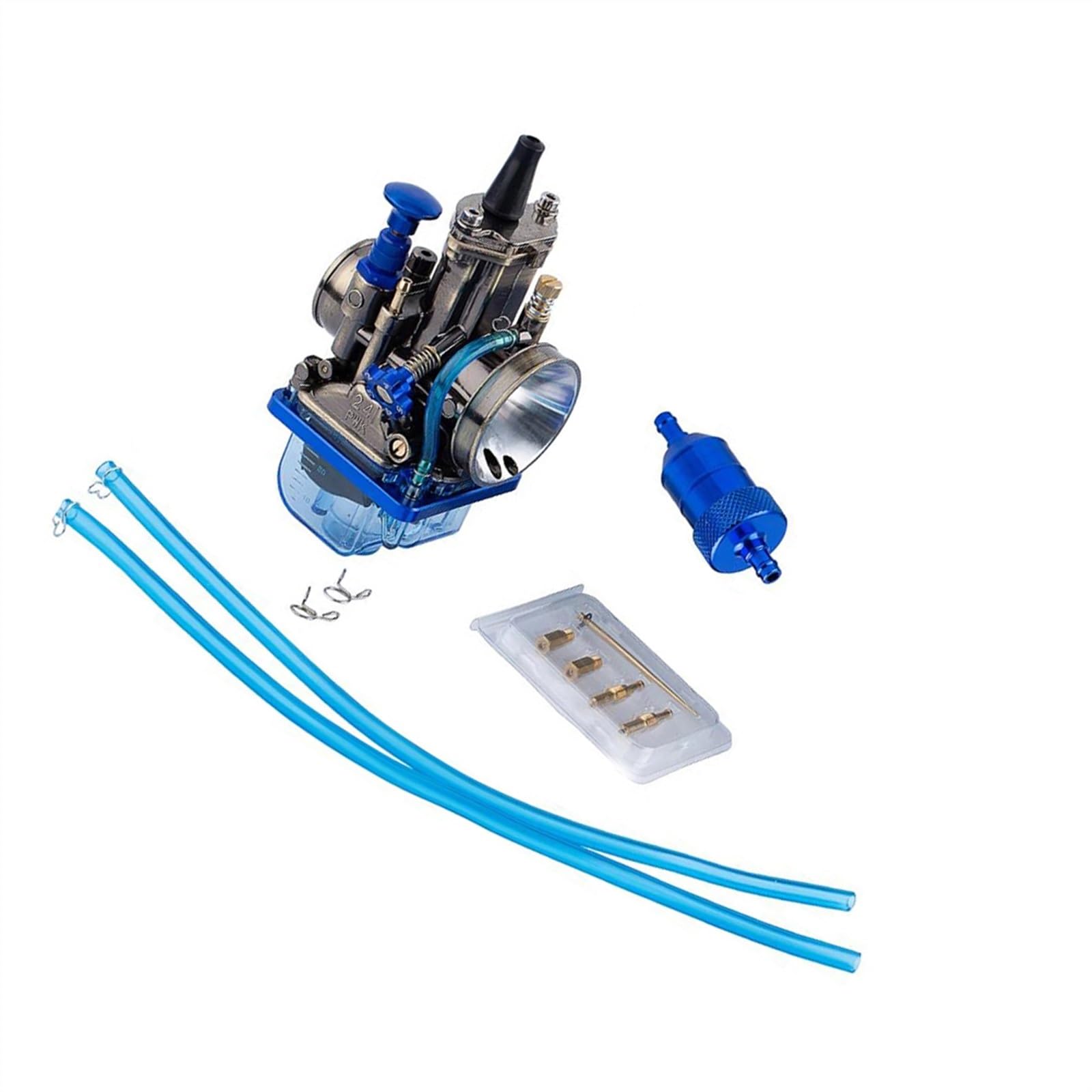 Pieza del carburador Universal para PWK 24mm para Motor De 90cc A 125cc Carburador De Motocicleta Tazón De Cubierta Transparente Azul Azabache