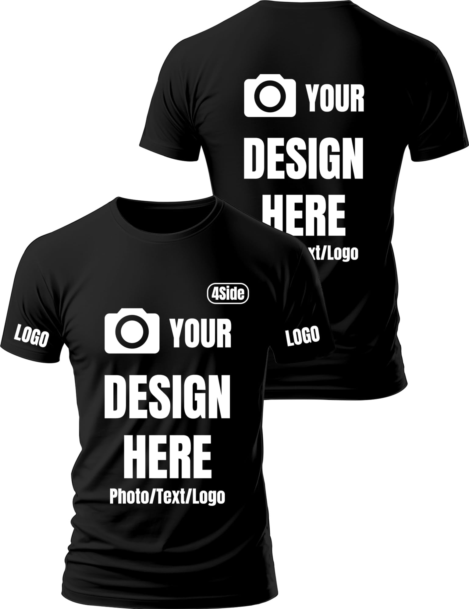 EsmtuaijCustom T Shirts for Men - Customized Unisex Tee Shirt Design Your Own Image Text Logo Printed Front/Back