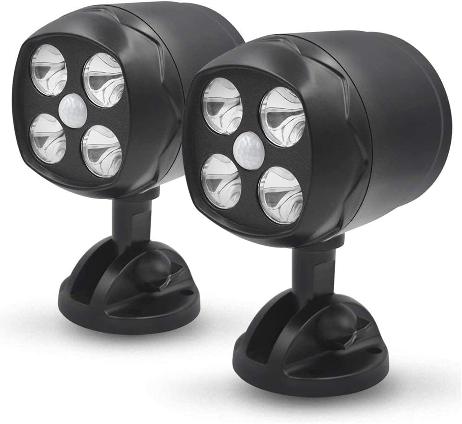 YoungPowerOutdoor Motion Sensor Light Battery Operated, IP65 Waterproof Ultra Bright Motion Sensor Outdoor Lights Head Adjustable with 8W 600 Lumen 6000K 4LEDs for Garage Yard Porch Patio 2 Packs