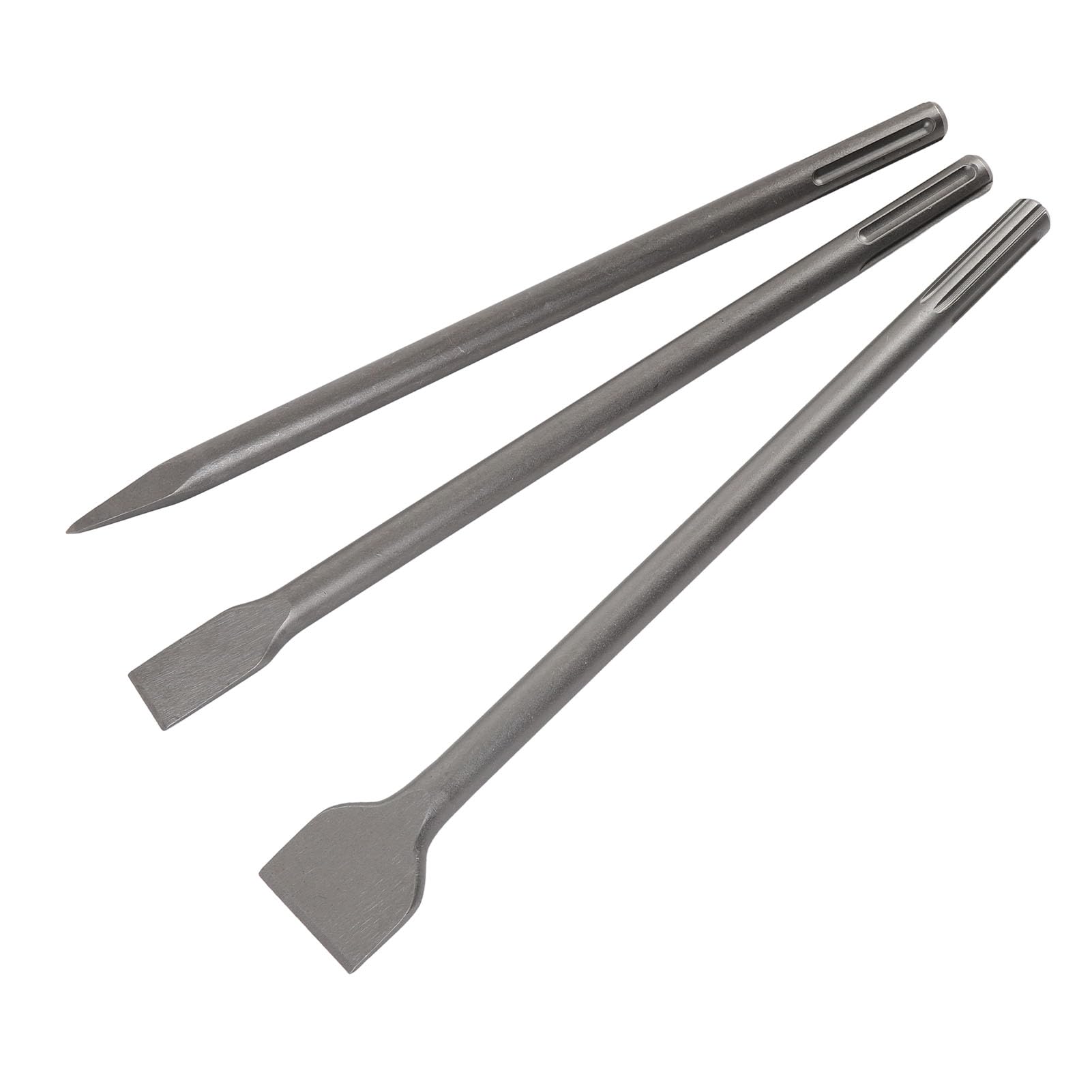 Cocoarm Ensemble de 3 Burins à Marteau Rotatif en Acier 40CR, Ensemble de Burins Plats à Pointe de 16 Pouces avec Tige à 5 Fentes pour l'enlèvement des Carreaux de Pierre en Béton pour les Travaux de