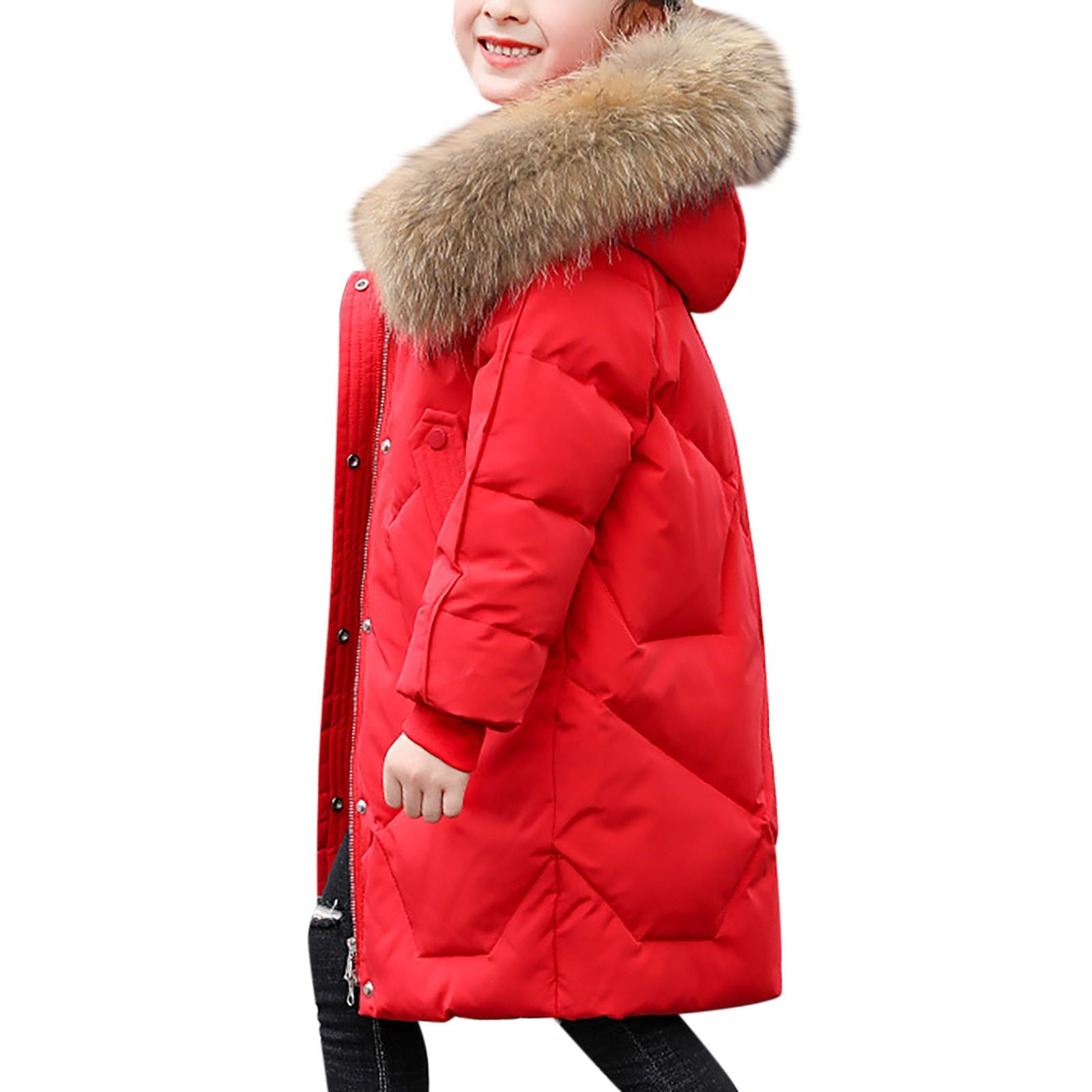 Cappotto invernale lungo foderato, giacca invernale per bambini, parka impermeabile, giacca trapuntata, calda con cappuccio, giacca da sci, giacca da neve, piumino imbottito