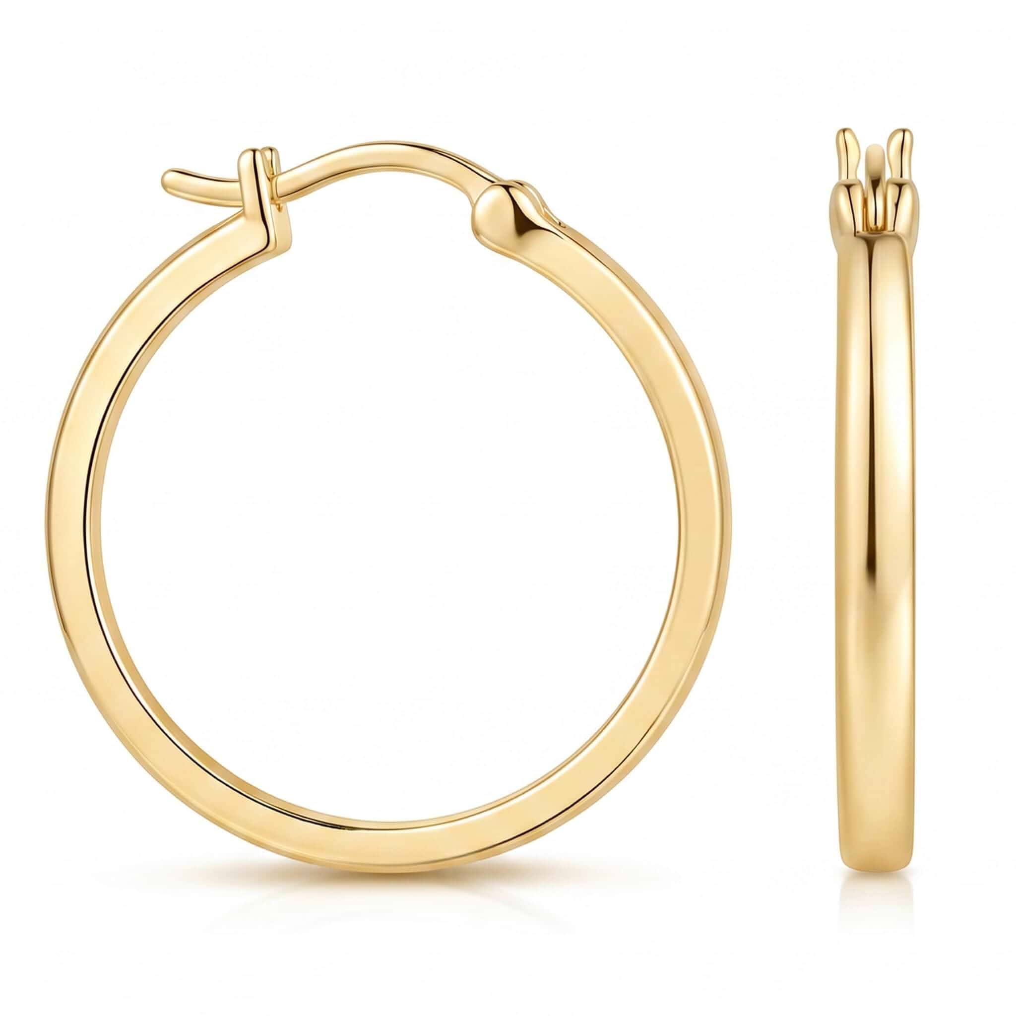 WORFRIL 14K Gold Hoop Earrings for Women Lightweight Round Huggie Style Minimalist Everyday Jewelry 20mm/25...