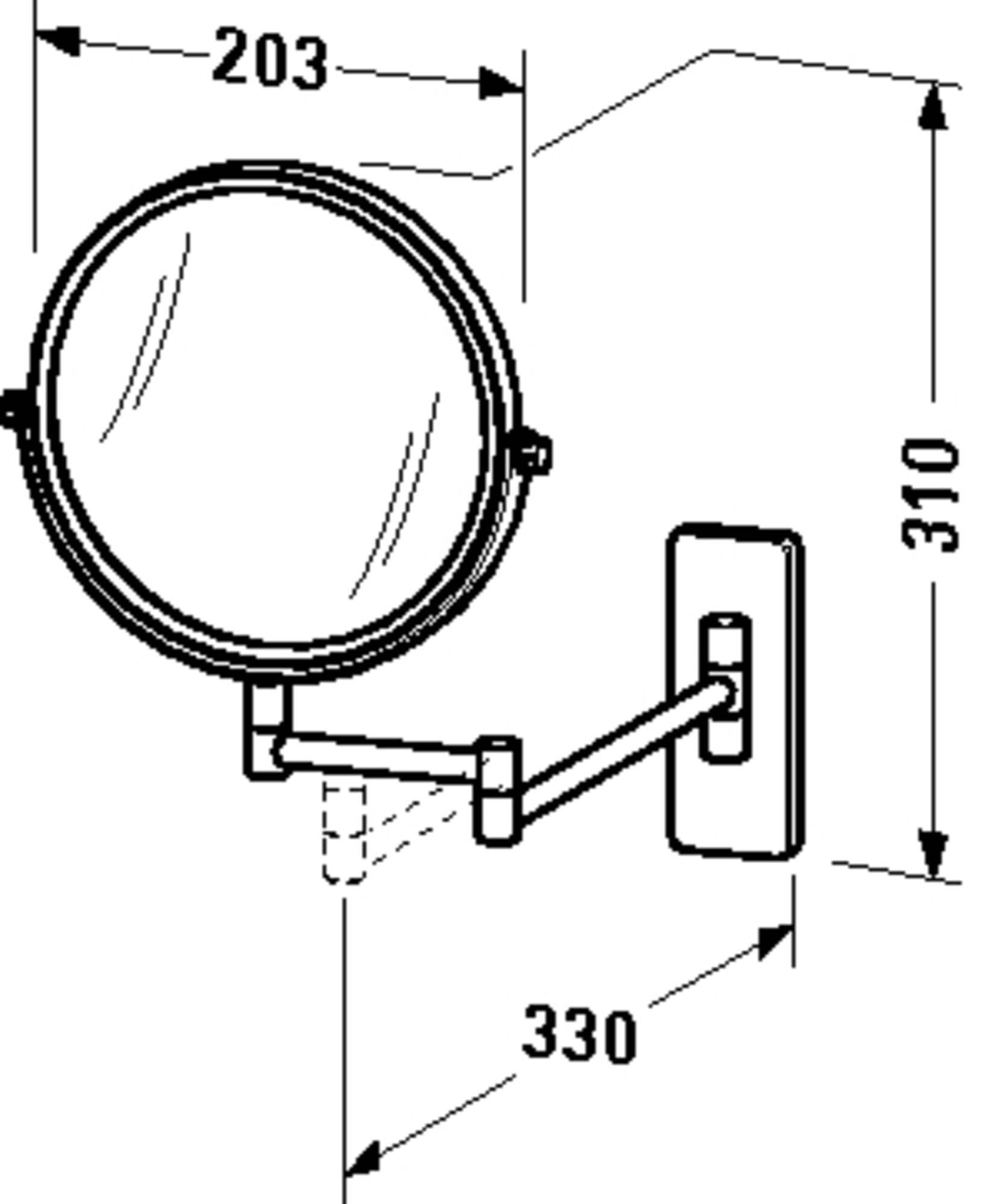 Duravit D-Code lusterko kosmetyczne, lustro, mosiądz, szkło, chrom, 203 x 330 x 310 mm