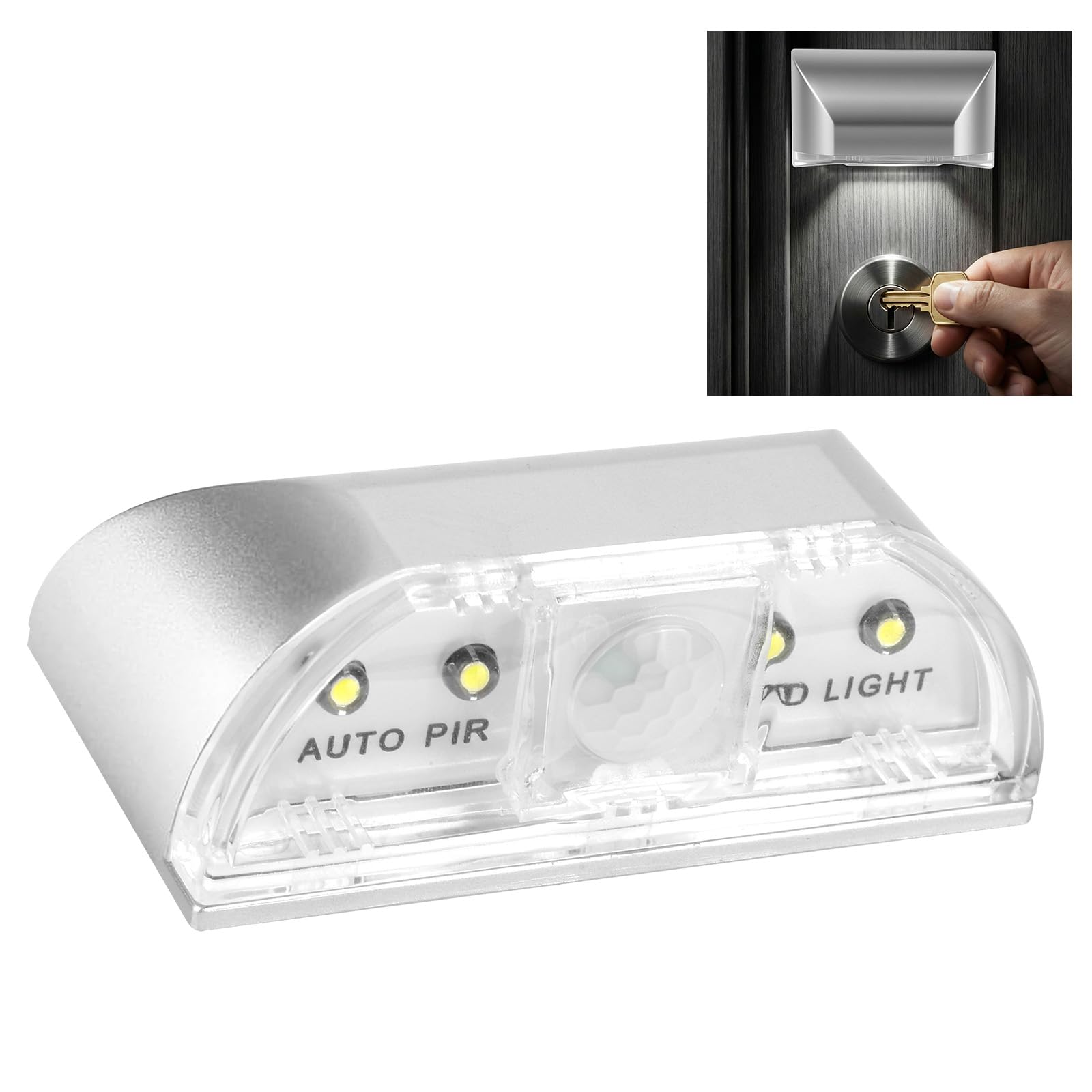 ABOHU Keyhole Lights, PIR Infrared IR Wireless Door Lock Lamp, Auto Sensor Motion Detector Keyhole 4 LED Light Lamp Stick-on Anywhere Tap Lights Battery Operated, Auto On/Off Key Lamp