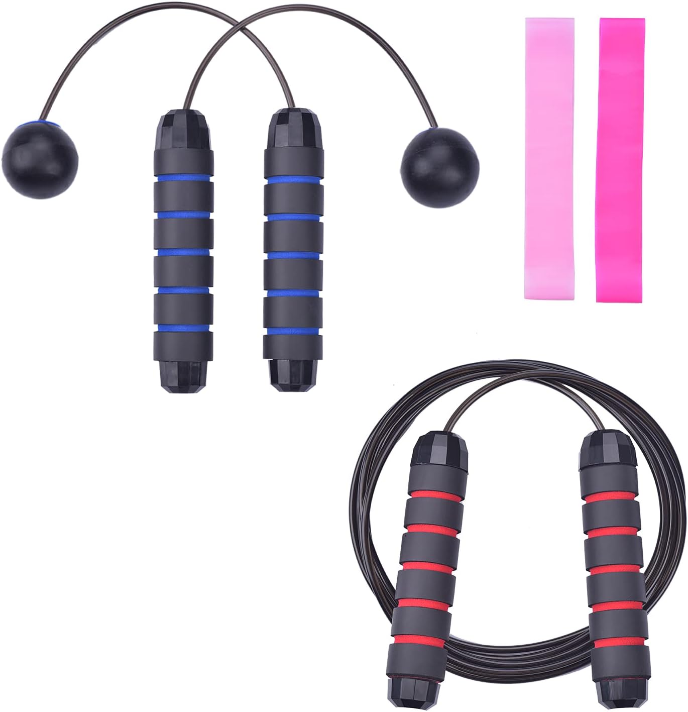 2 Pack Jump Rope, VIBUFF Cordless Jumping Rope + Adjustable Skipping Rope for Kids Women Men, 2 PCS Resistance Loop Bands for Different Fitness Level, Speed Training&Workout for Home/Gym/Office 2 Pack Jump Rope, VIBUFF Cordless Jumping Rope + Adjustable Skipping Rope for Kids Women Men, 2 PCS Resistance Loop Bands for Different Fitness Level, Speed Training&Workout for Home/Gym/Office