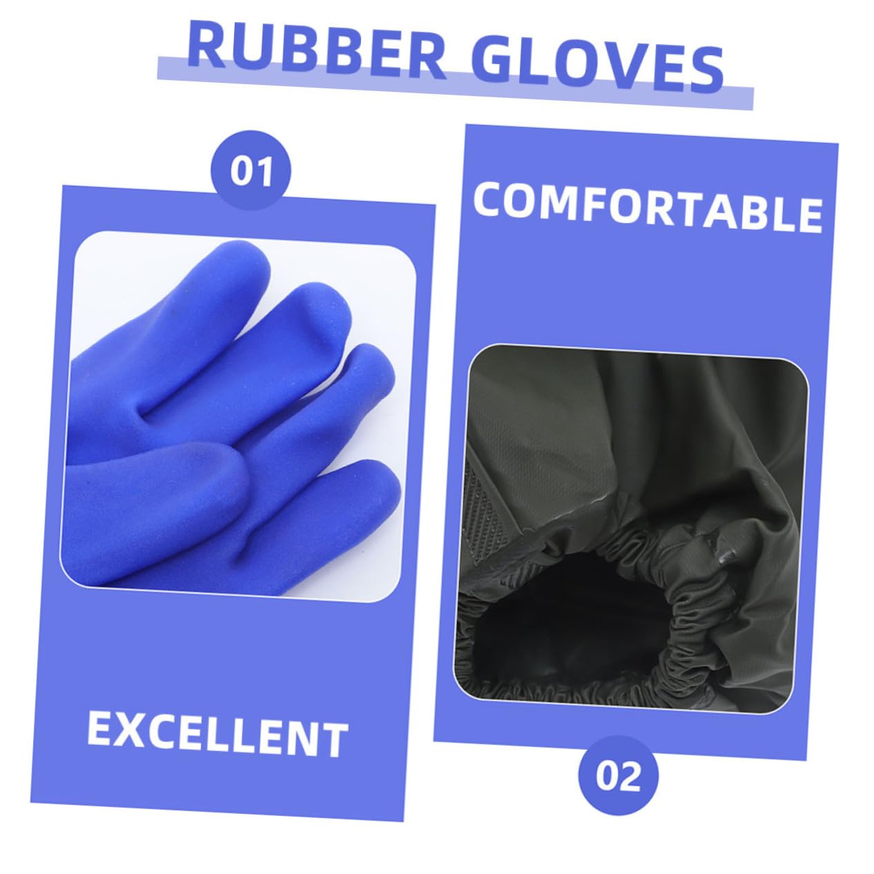 VALICLUD 2 pares Guantes Largos Impermeables de Goma para Limpieza de Cocina y Lavado de Platos Protección Extensible Codo con Forro Antideslizante Pack de Azul