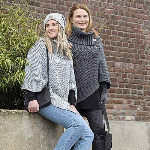 KNIT-FACTORY-Nicky-Gestrickter-Poncho-Damen-Strickponcho-mit-Kragen-Mit-Wolle-Hochwertige-Qualitaet