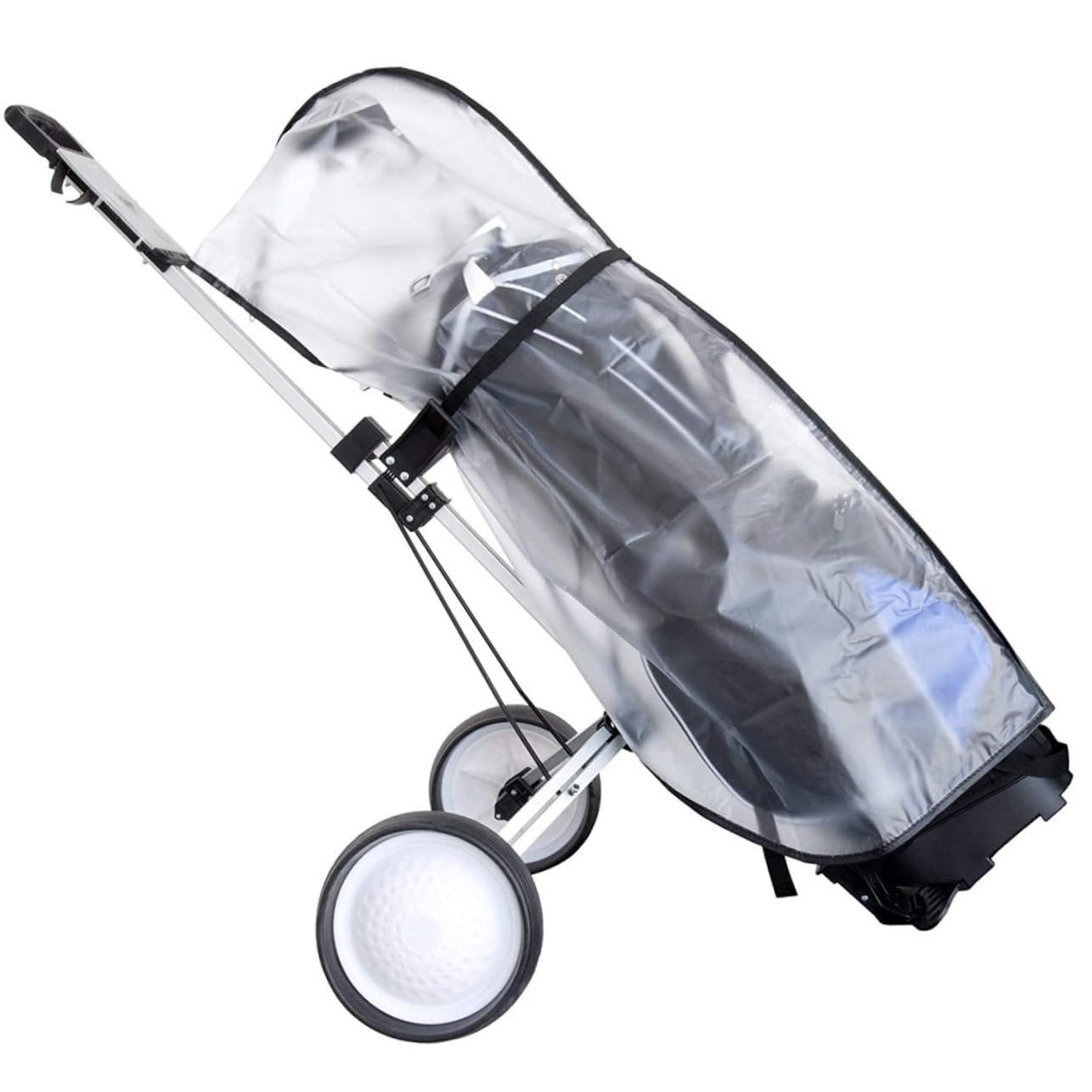 Leichte Pvc Regenhülle für Golfwagen Einfache Handhabung Transparente Schutzhülle als Regenschutz für Einkaufswagen oder Golfcart