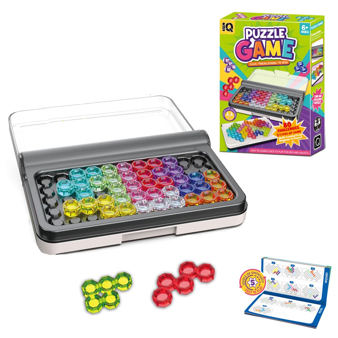Puzzle Board Game, Featuring 80 Challenges, IQ Challenges Puzzle Gamge for Girls and Boys, Educational Toy, Best for Birthday, Party, Christmas, Halloween