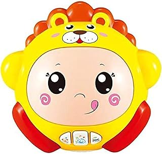 لعبة كرة الحيوانات المرحة شخشيخة موسيقية مع أصوات حيوانات متعددة ألعاب صوتية للأطفال بعمر سنتين فما فوق من فن بلاست، لون أصفر