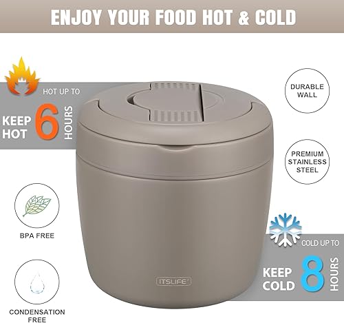 Miniatura 3 de Termo de sopa para comida caliente, contenedor de almuerzo aislado de acero inoxidable de 32 onzas, termo de boca ancha para sopa y alimentos, caja