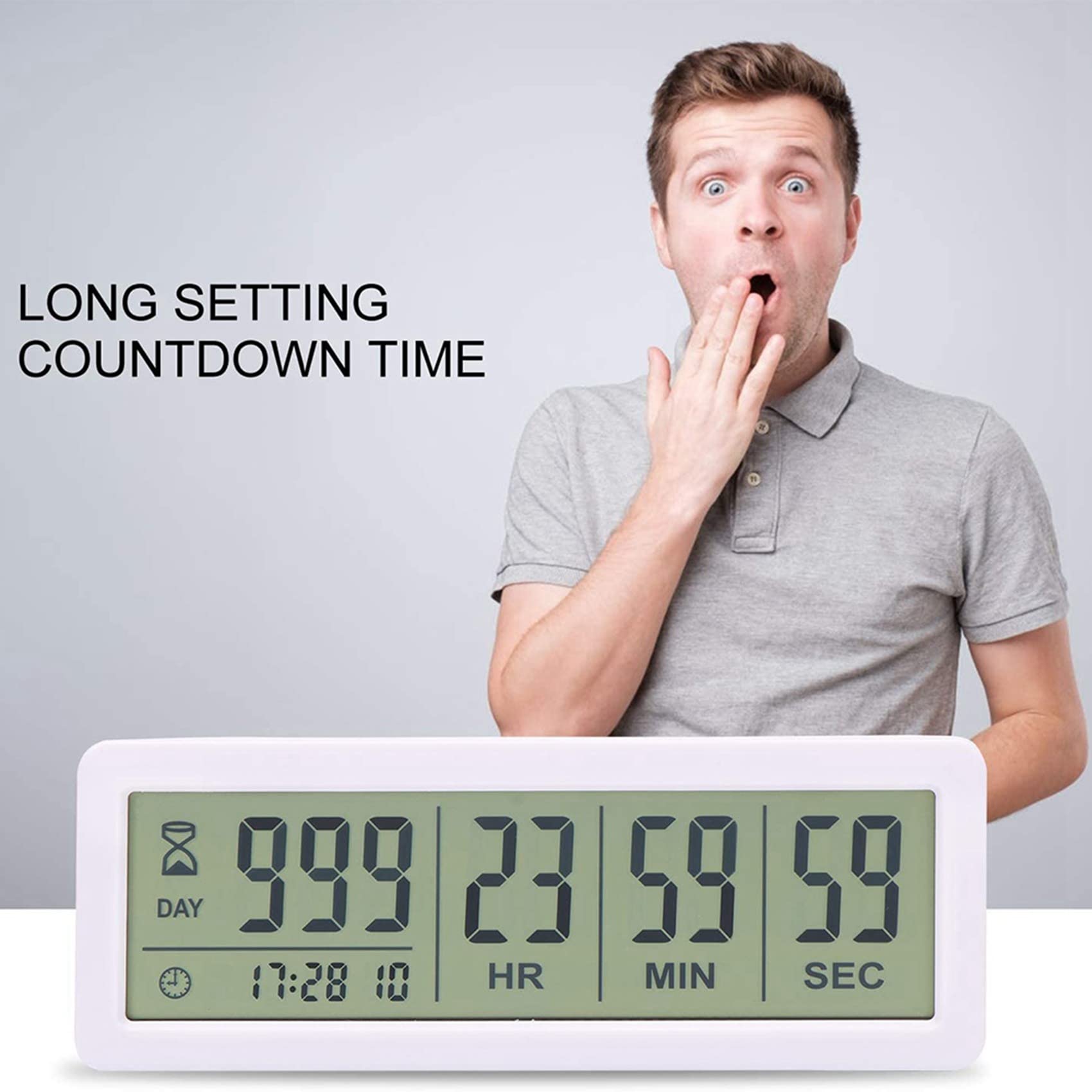 10 relojes digitales grandes de cuenta regresiva – Reloj de cuenta regresiva de 999 días para cocina de laboratorio de graduación (blanco)