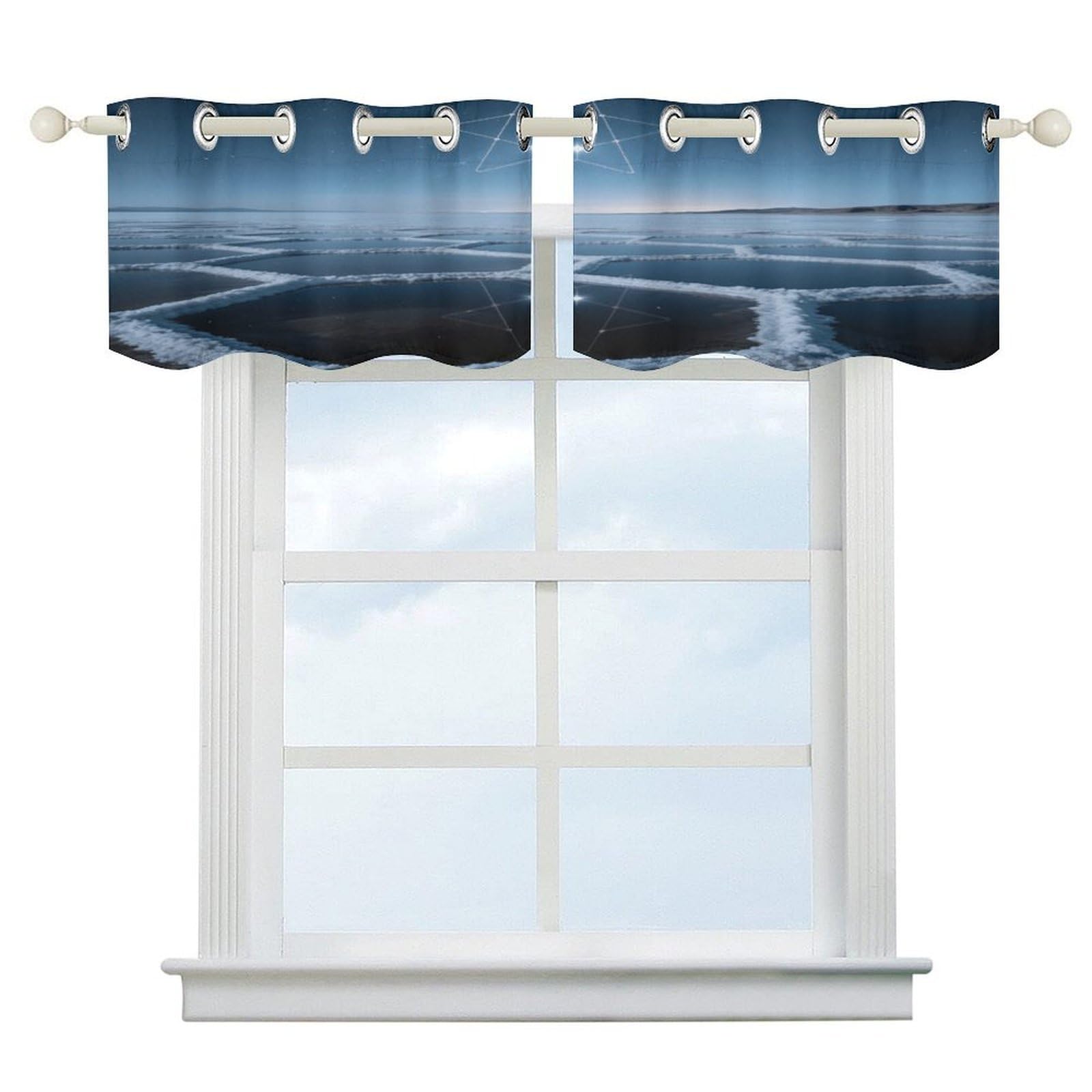 Fekiloot Style Hexagonal Salt Pools Short Curtains Valance Curtain