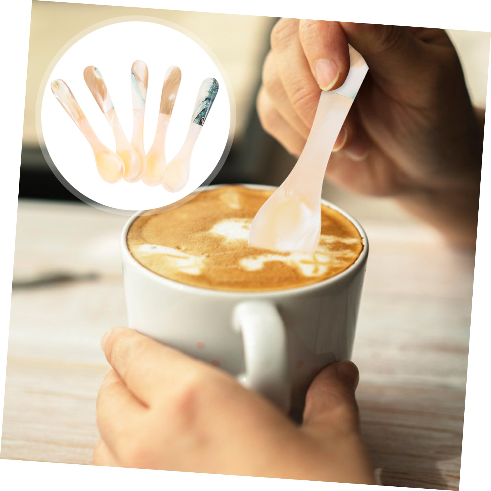 UTHCLO Unique Design 5pcs Shell Spoons Perfect for Dessert Caviar Serving Coffee Stirring