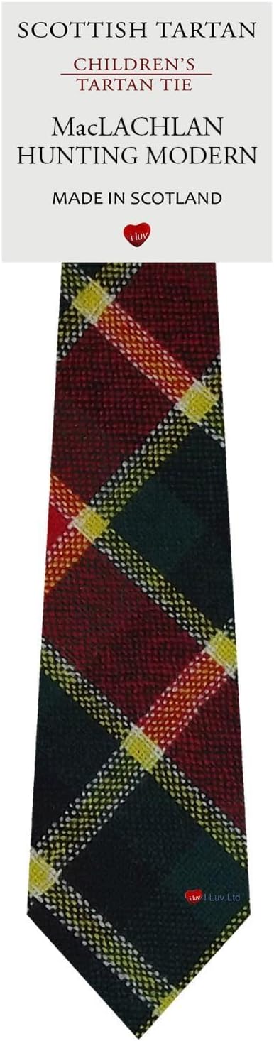I LUV LTD Boys All Wool Tie Woven And Made in Scotland in MacLachlan Hunting Modern Tartan