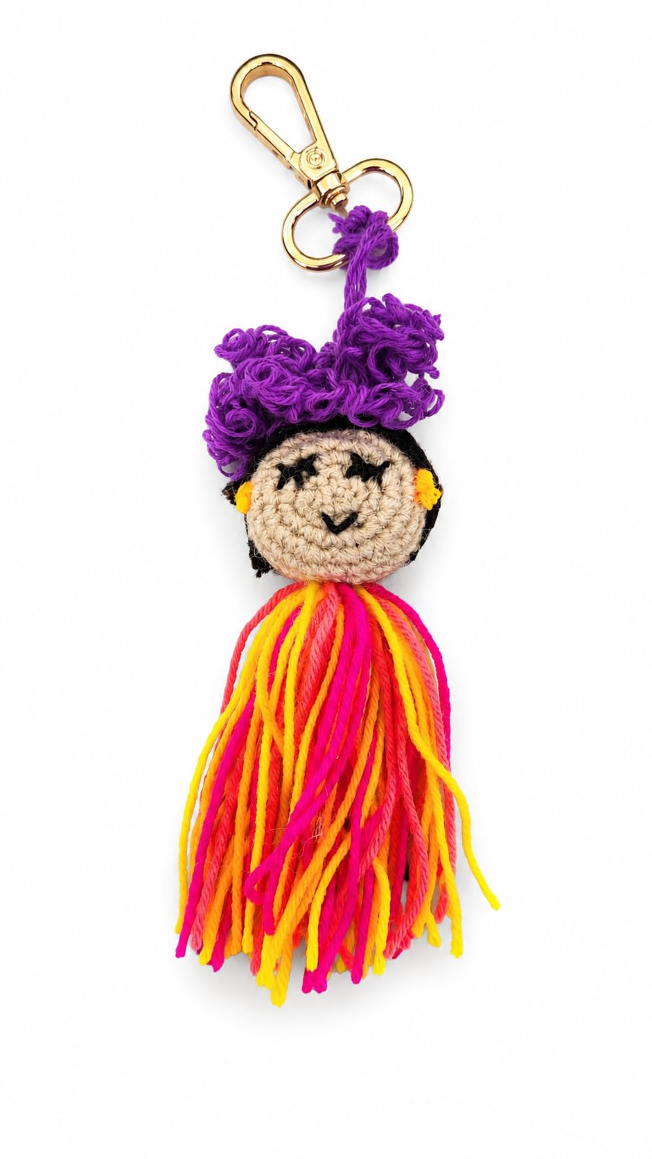 Doll Bag Tags Handcrafted Crochet Purse Hanging Multicolour Cotton Thread Luggage Identifier for Travel and Gifting | Size 10x2 inches-image-26