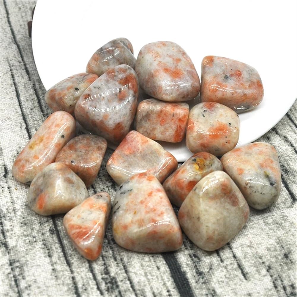 AtkitS Natural Natural Sunstone Gravel Copy Size Irregular Tumbled Stone Reiki Healing Crystal Quartz Mineral Home Aquarium Decoration Gift (Size : 200g)